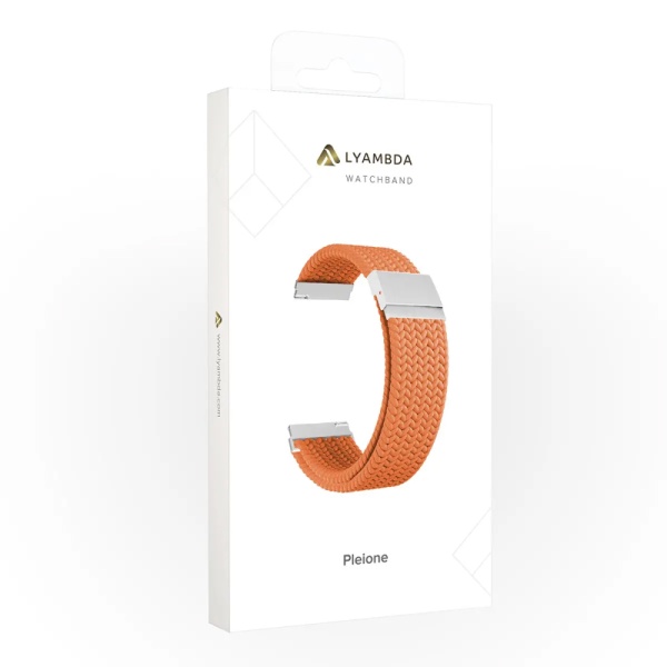 Ремешок нейлоновый плетеный для часов Lyambda PLEIONE 20мм, оранжевый